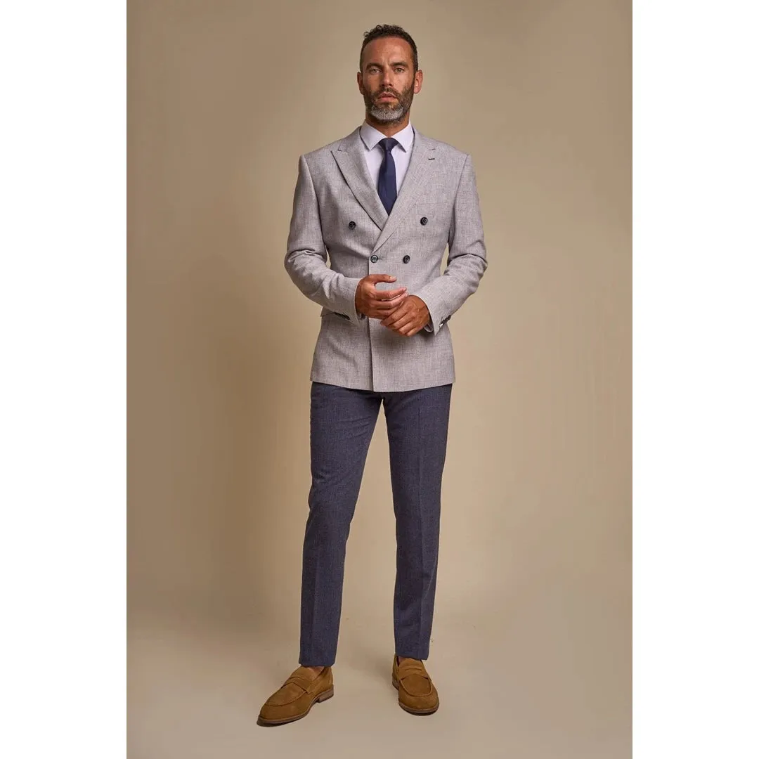 Tokyo - Men's Grey Double Breasted Blazer sold by Tru Clothing product image thumbnail 3