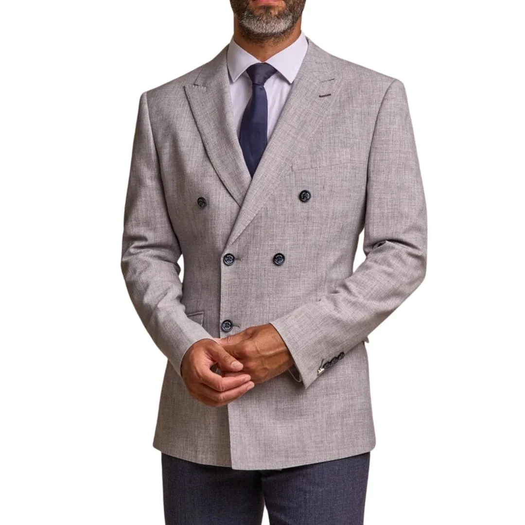 Tokyo - Men's Grey Double Breasted Blazer sold by Tru Clothing