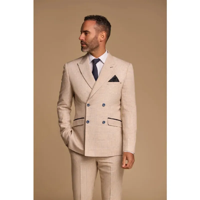Caridi - Men's 2 Piece Beige Double Breasted Suit sold by Tru Clothing