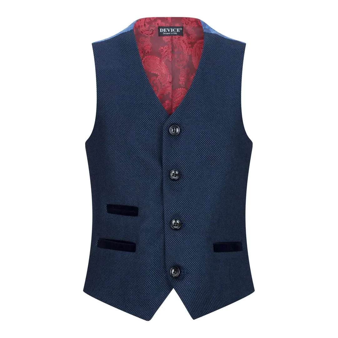 Arthur - Boys Navy Blue 3-Piece Tweed Birdseye Suit Formal Wedding Classic 1920s sold by Tru Clothing product image thumbnail 5