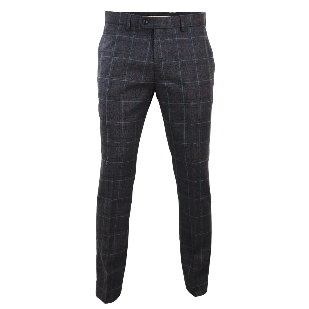 Harvey - Men's Charcoal Check Trousers sold by Tru Clothing