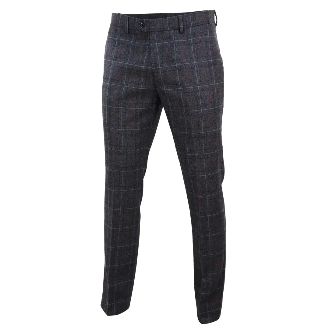 Harvey - Men's Charcoal Check Trousers sold by Tru Clothing product image thumbnail 2