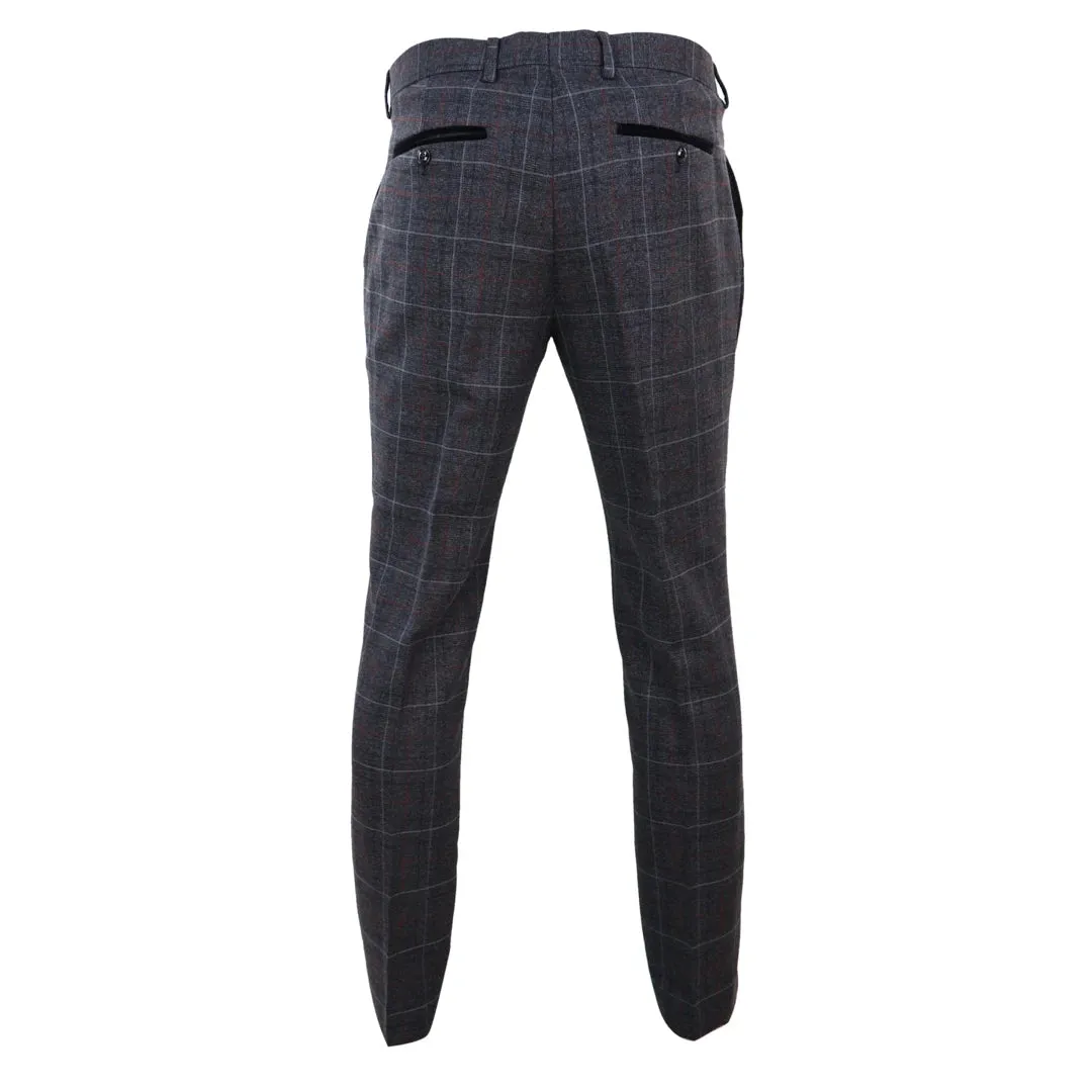 Harvey - Men's Charcoal Check Trousers sold by Tru Clothing product image thumbnail 3