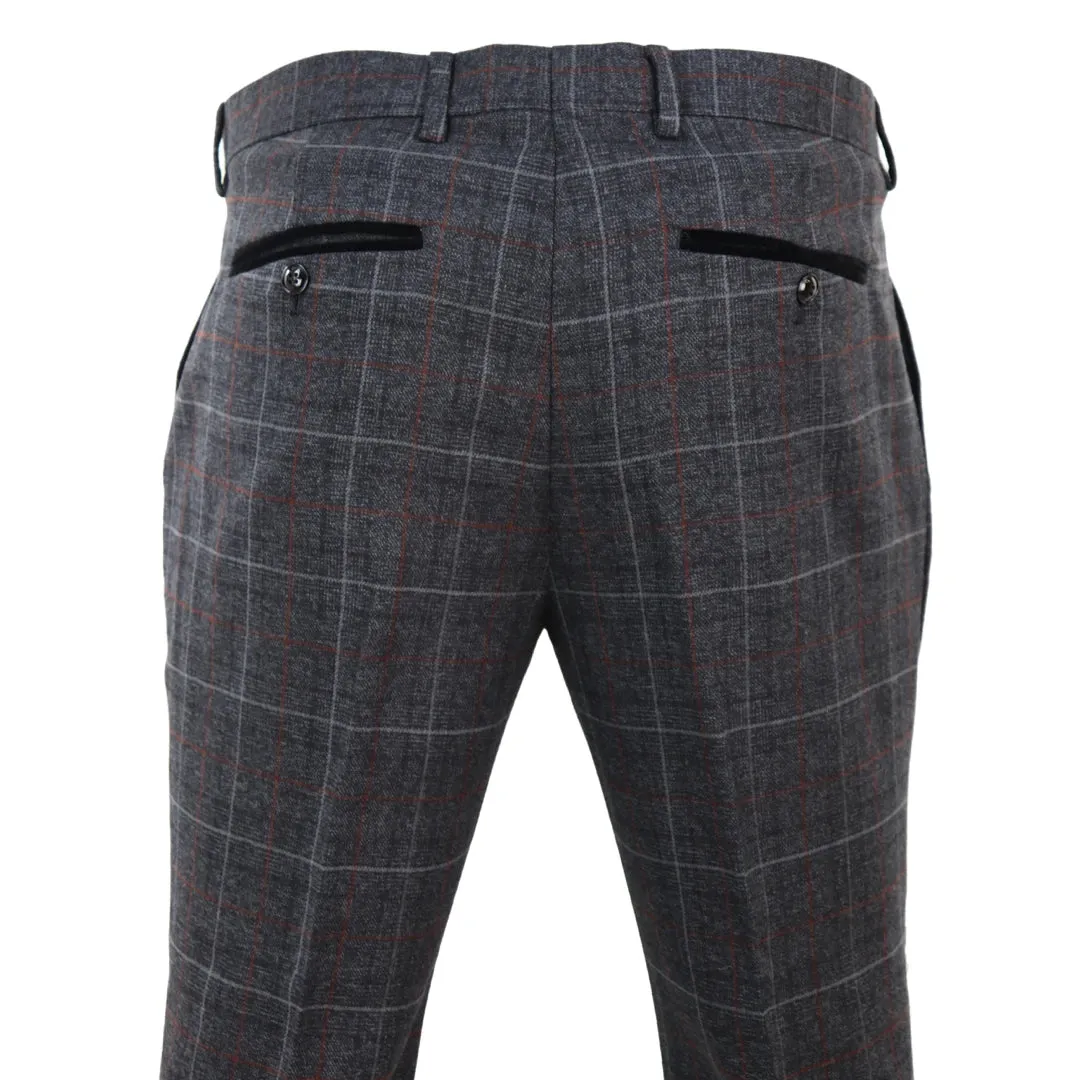Harvey - Men's Charcoal Check Trousers sold by Tru Clothing product image thumbnail 4
