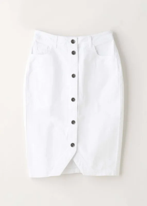 White Denim Midi Skirt sold by Truly