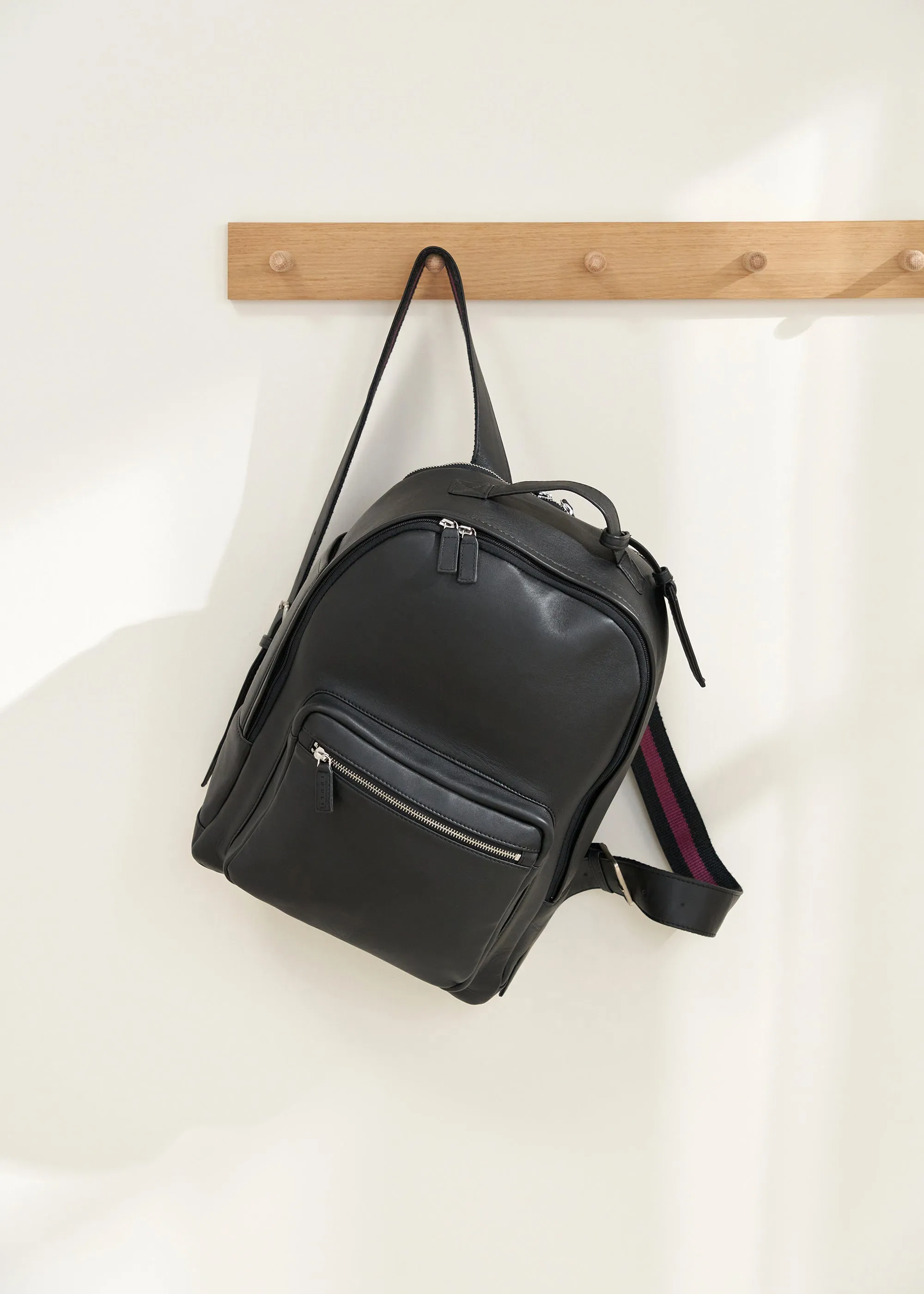 Black Leather Unisex Backpack sold by Truly product image thumbnail 3