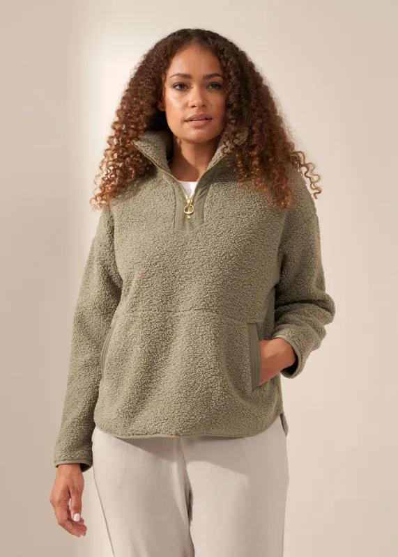 Slate Boucle 3/4 Zip Jumper sold by Truly