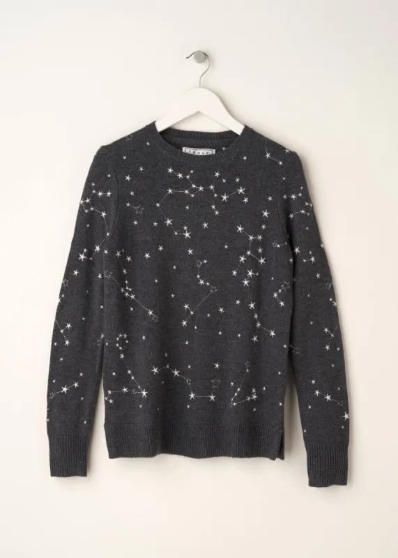 Charcoal Constellation Jumper sold by Truly