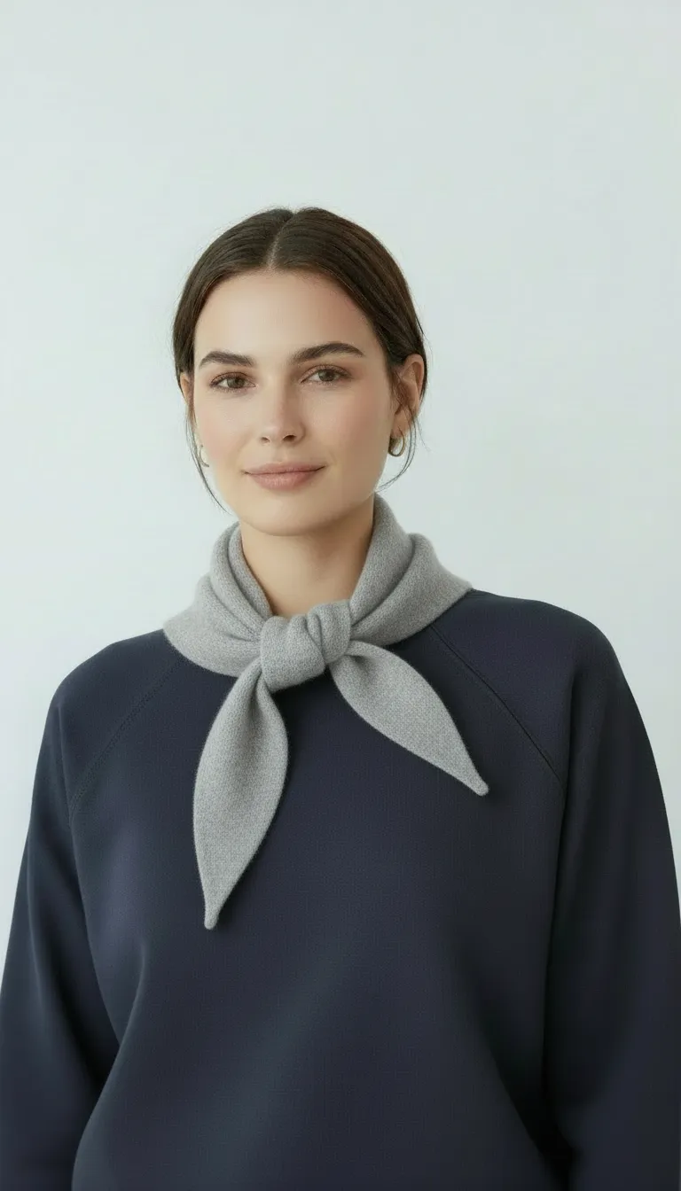 LIGHT GREY WOOL BLEND TRIANGLE NECK SCARF sold by Truly