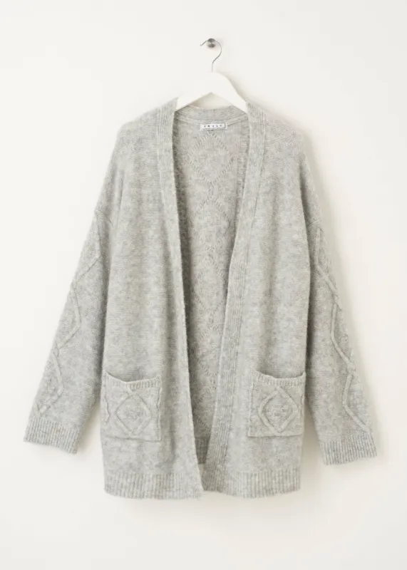 Grey Cable Cardigan sold by Truly