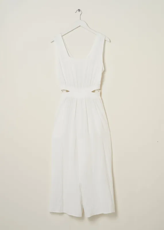 White Cotton Cheesecloth Jumpsuit sold by Truly