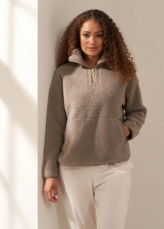 Oatmeal Boucle 3/4 Zip Jumper sold by Truly