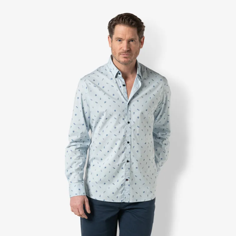 Men shirt small leaves | Sterling Blue sold by Twinlife