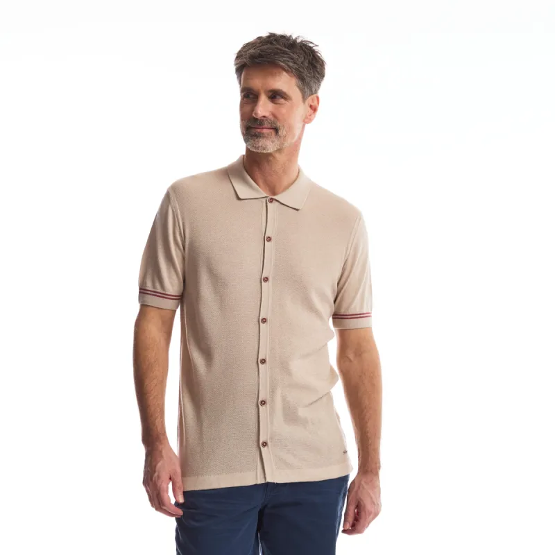 Men Knit Polo Full Button | Moonbeam sold by Twinlife
