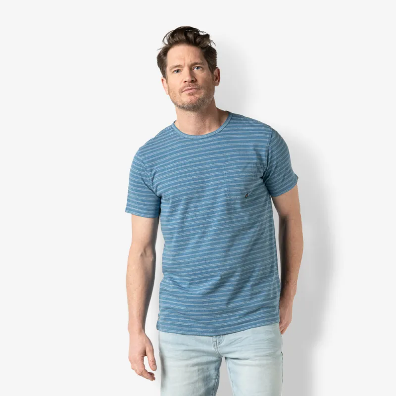 Men t.shirt indigo stripe | Bleached sold by Twinlife