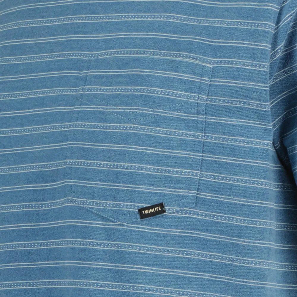 Men t.shirt indigo stripe | Bleached sold by Twinlife product image thumbnail 5