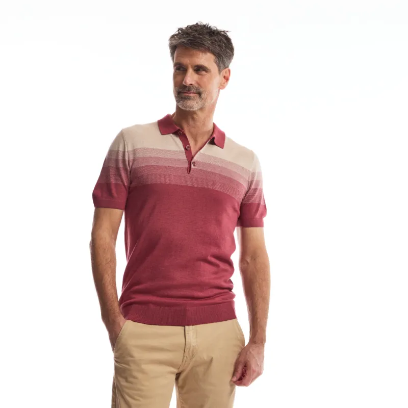 Men Knit Polo Gradient | Fired Brick sold by Twinlife