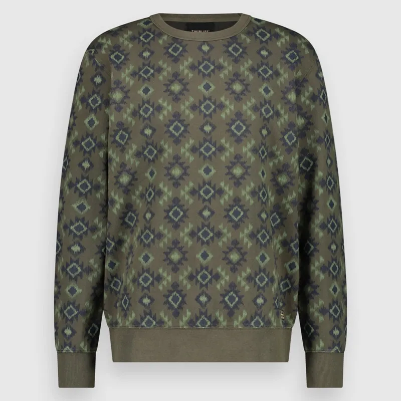 Men Crew Sweater Allover Print | Deep Depths sold by Twinlife