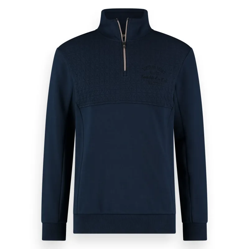 Men Sweat Half Zip, Knit | Dress Blues sold by Twinlife