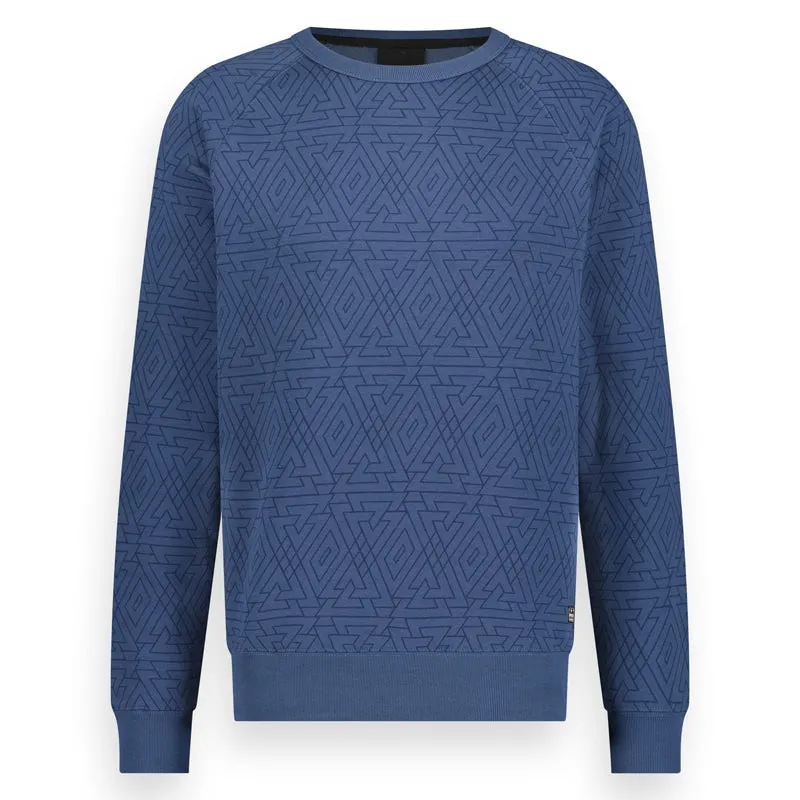 Men sweater crew allover print | Dark Denim sold by Twinlife