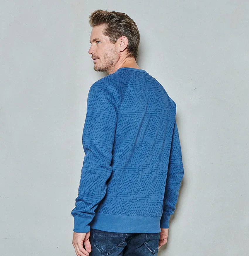 Men sweater crew allover print | Dark Denim sold by Twinlife product image thumbnail 2