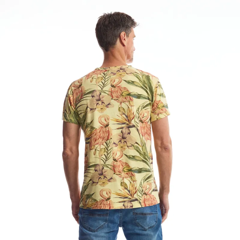 Men Tee Crew Flamingo | Pear Sorbet made by Twinlife