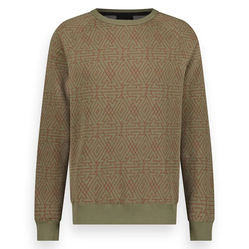 Men sweater crew allover print | Dusty Olive sold by Twinlife