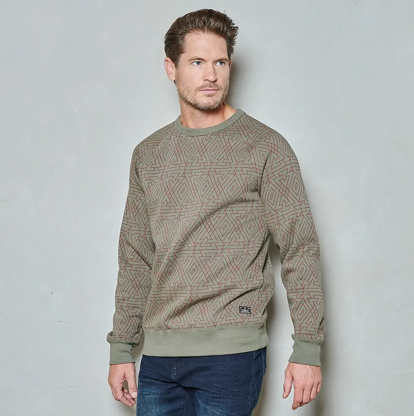 Men sweater crew allover print | Dusty Olive sold by Twinlife product image thumbnail 2
