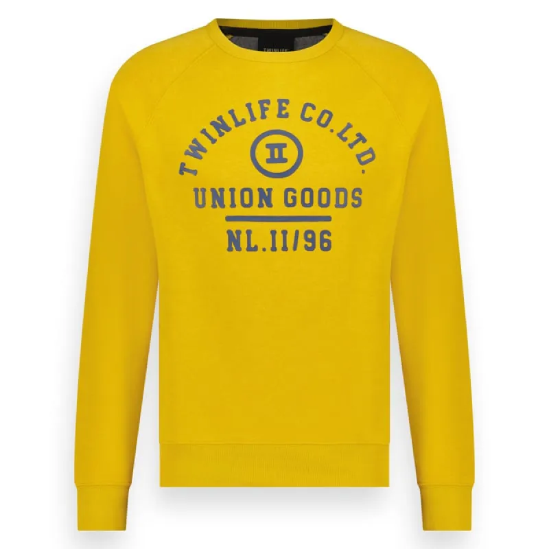Men sweater crew raglan print | Lemon Curry sold by Twinlife
