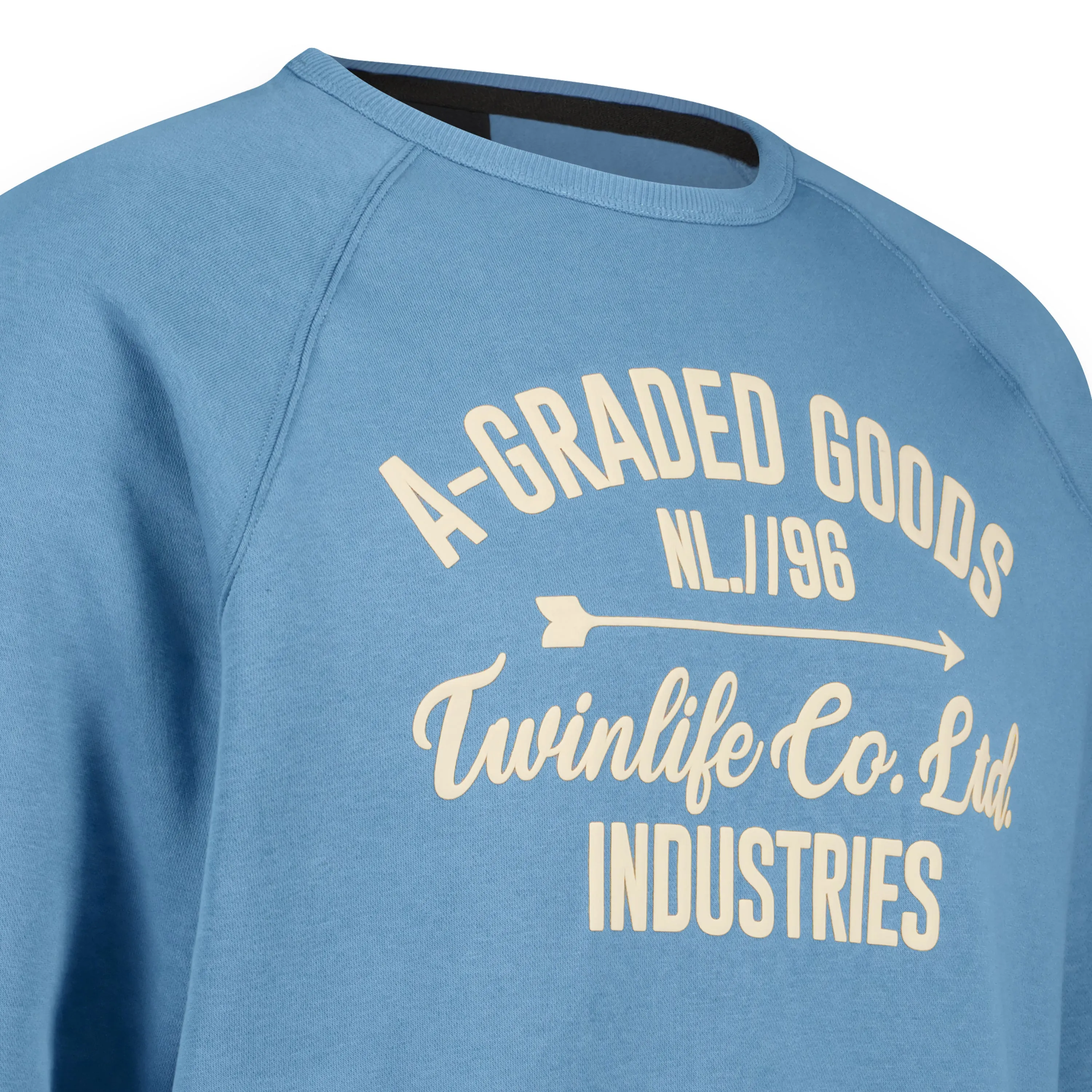 Men Sweat Crew Raglan Print, Knit | Captains Blue sold by Twinlife product image thumbnail 3