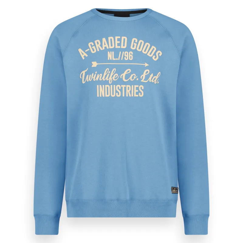 Men Sweat Crew Raglan Print, Knit | Captains Blue sold by Twinlife