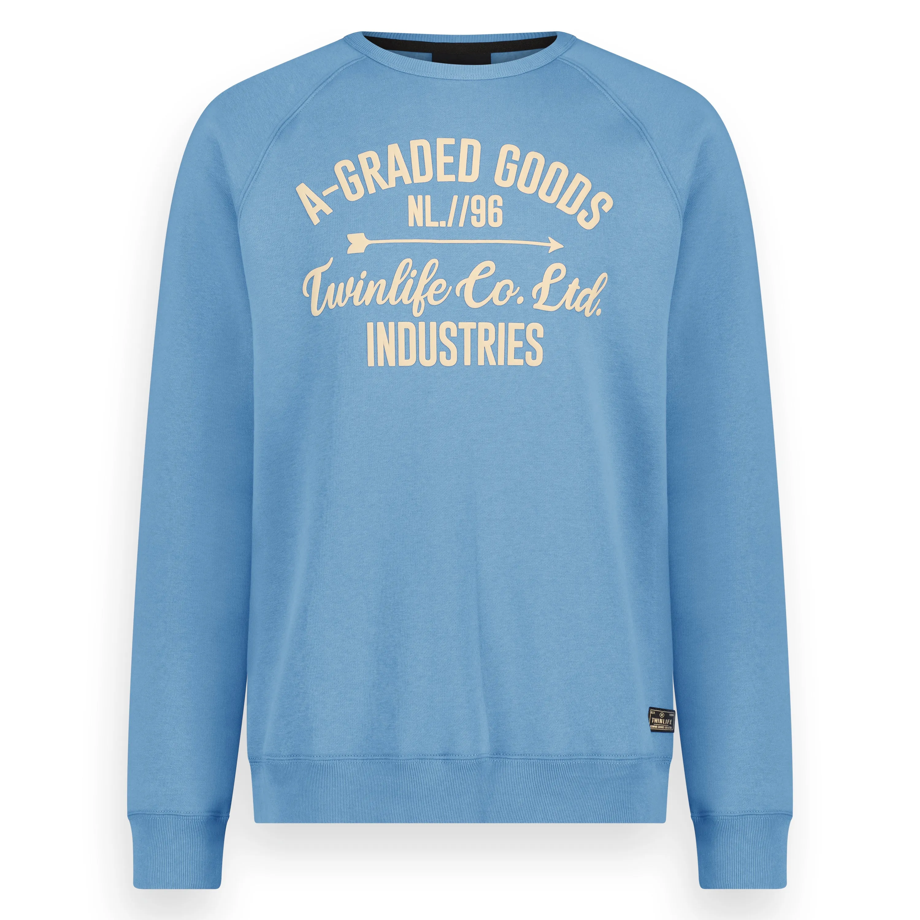 Men Sweat Crew Raglan Print, Knit | Captains Blue sold by Twinlife