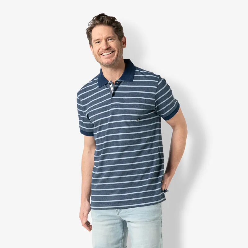 Men polo indigo stripe | Dark Vintage sold by Twinlife