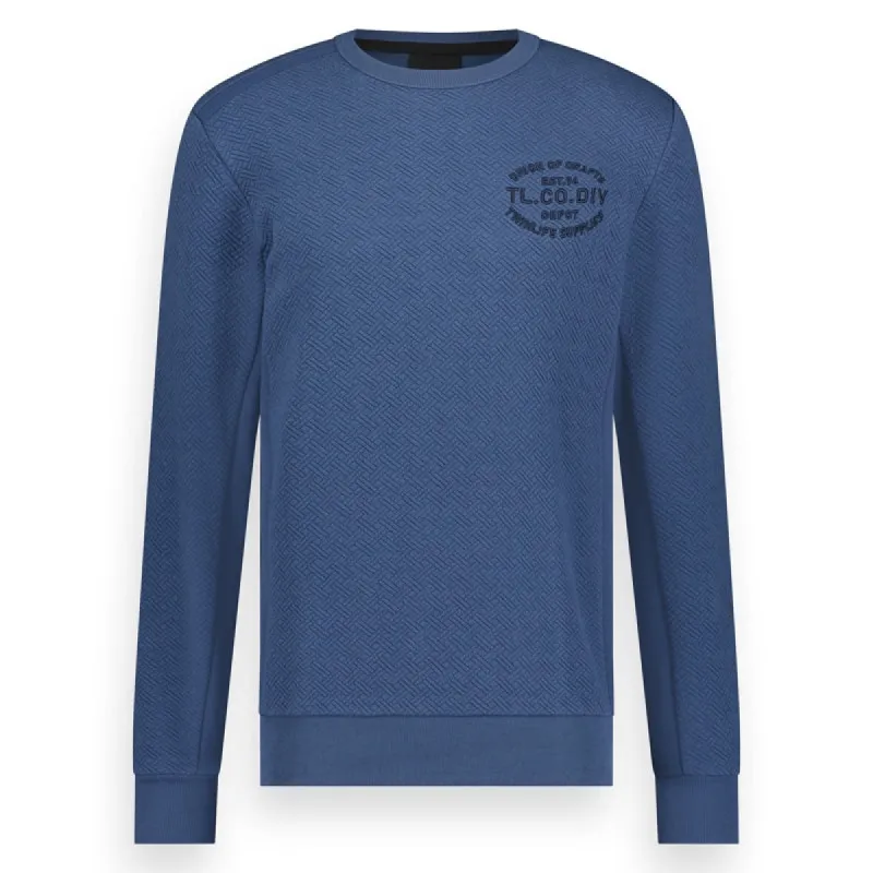 Men sweater crew jaquard | Dark Denim sold by Twinlife