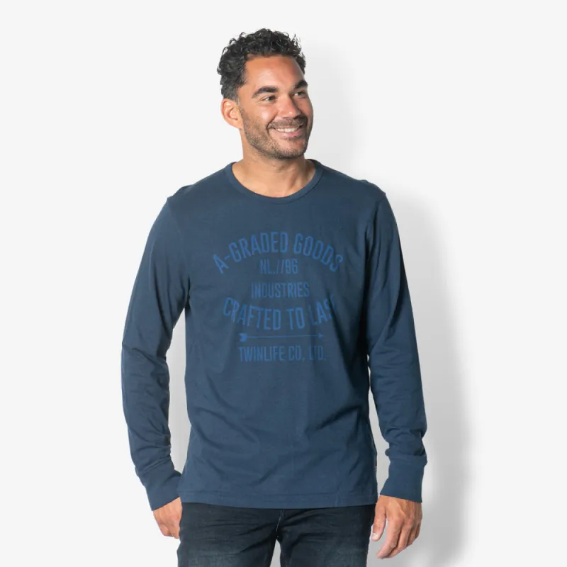 Men T.Shirt Logo L.S. Knit | Dress Blues sold by Twinlife