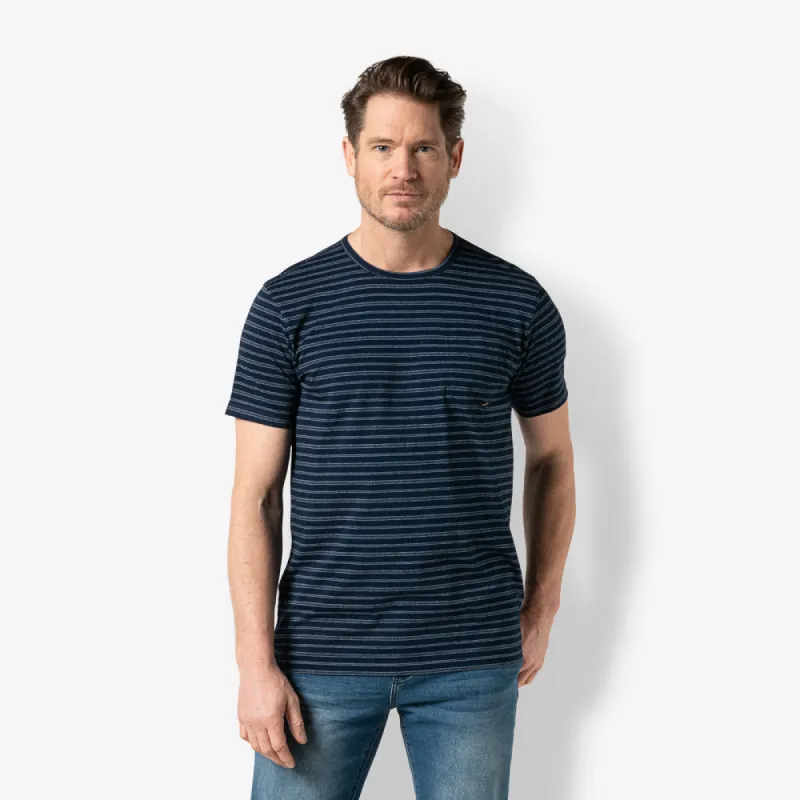Men t.shirt indigo stripe | Pure Blue sold by Twinlife