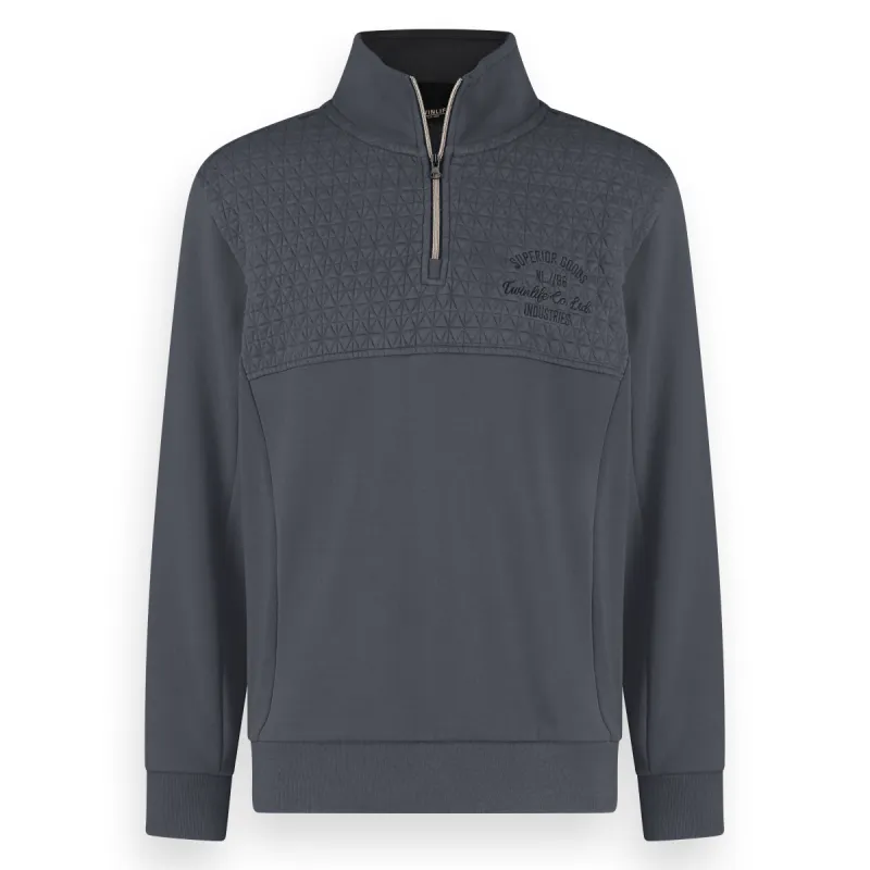 Men Sweat Half Zip, Knit | Asphalt sold by Twinlife