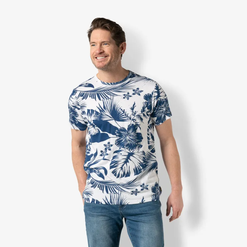 Men t.shirt bamboo allover print | Blanc de Blanc sold by Twinlife