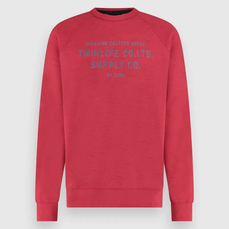 Men Sweat Crew Raglan Print | Karenda Red sold by Twinlife