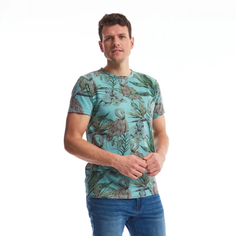 Men Tee Crew Flamingo | Brittany Blue made by Twinlife