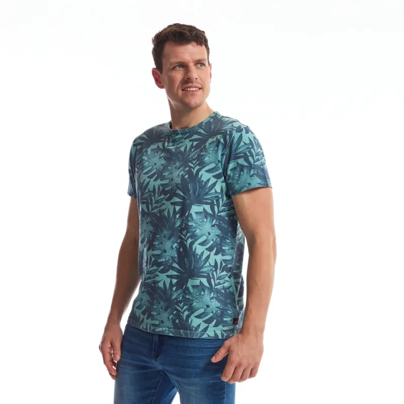 Men Tee Crew Floral Allover Print | Brittany Blue made by Twinlife