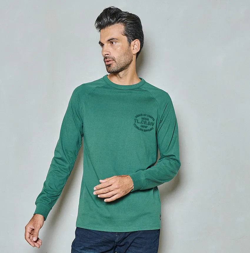 Men t-shirt long sleeve logo embro | Hunter Green sold by Twinlife product image thumbnail 2