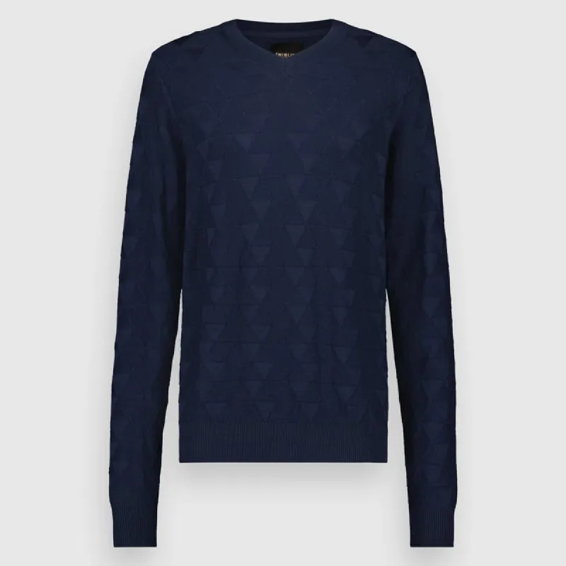 Knit Structure Crew Pullover | Dress Blues sold by Twinlife
