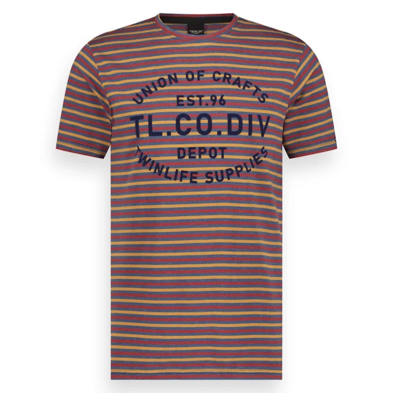 Men t-shirt short sleeve crew stripe art | Dark Denim sold by Twinlife