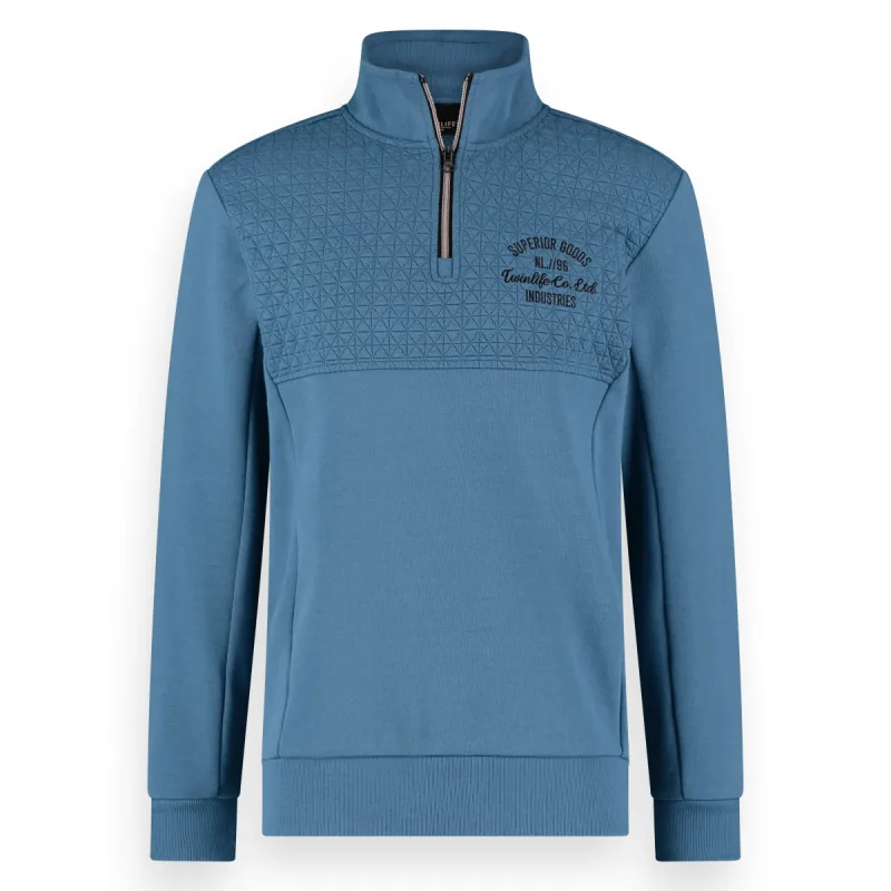 Men Sweat Half Zip, Knit | Captains Blue sold by Twinlife