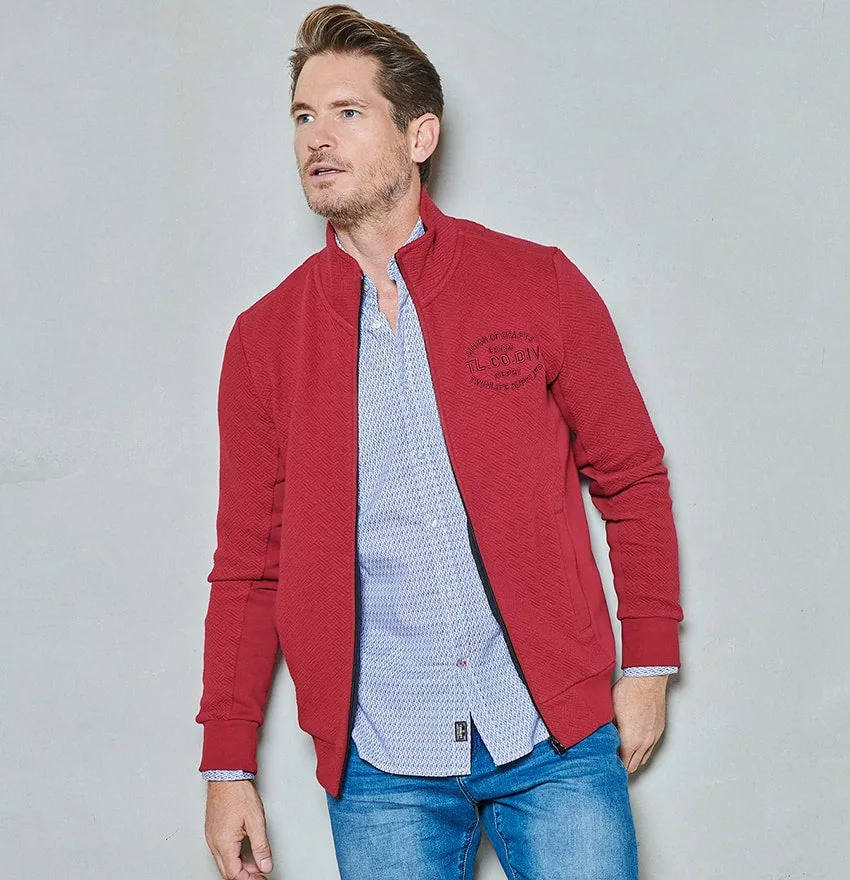 Men sweater full zip jacquard | Rhubarb sold by Twinlife product image thumbnail 3