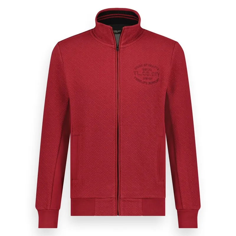 Men sweater full zip jacquard | Rhubarb sold by Twinlife