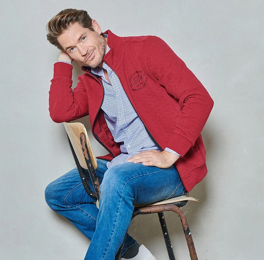 Men sweater full zip jacquard | Rhubarb sold by Twinlife product image thumbnail 2