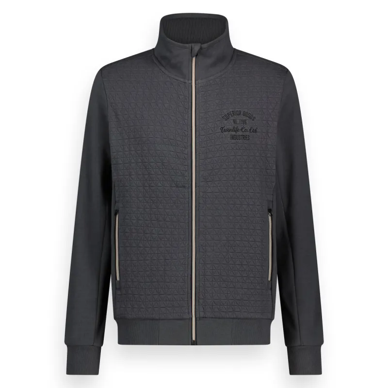 Men Sweat Full Zip, Knit | Asphalt sold by Twinlife