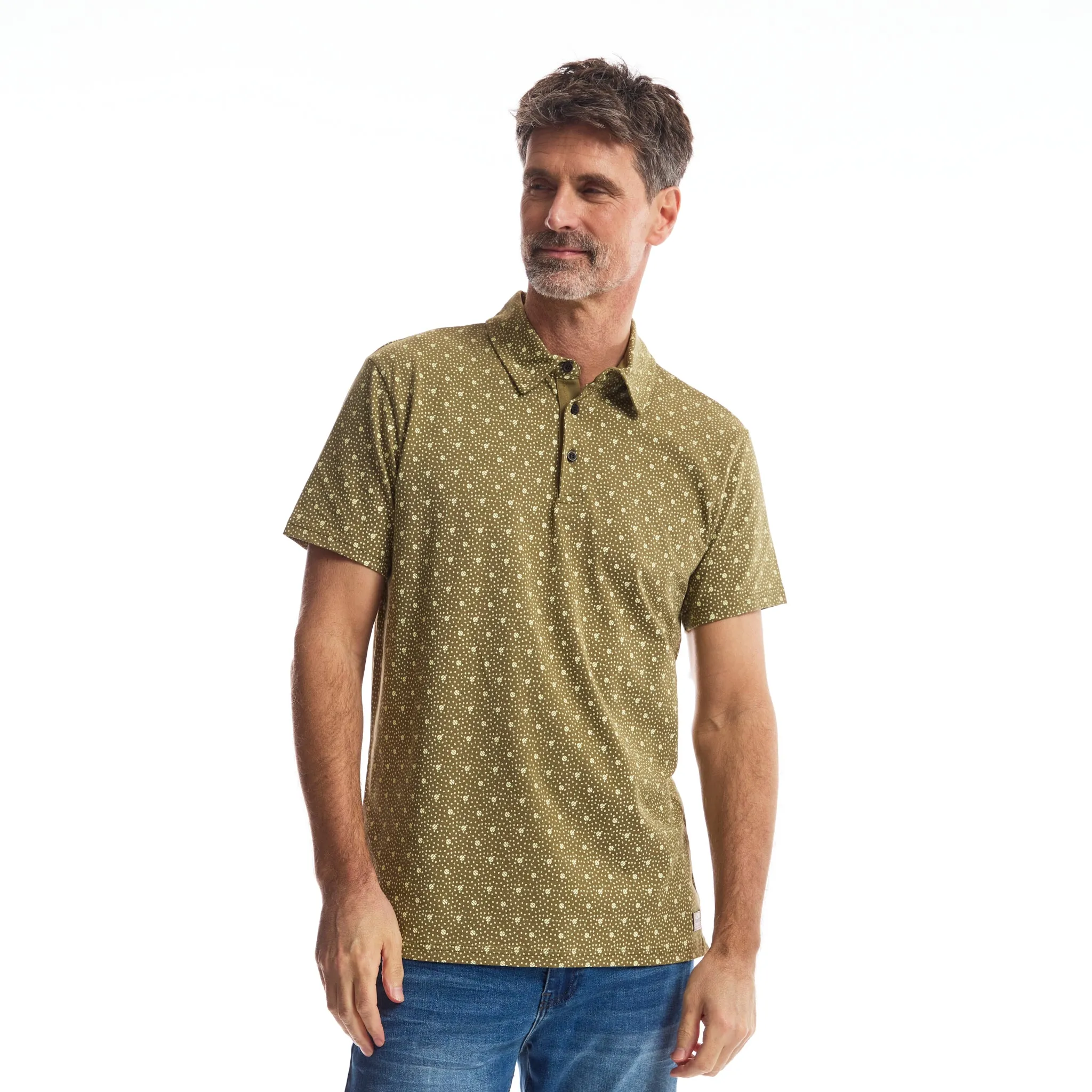 Men Polo Dot Allover Print | Dusky Green sold by Twinlife